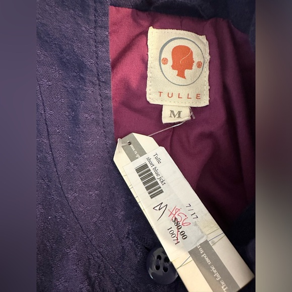 NWT Anthro TULLE Brand Skirt Blazer Suit Set Blue Purple Textured Cotton New - Picture 10 of 13